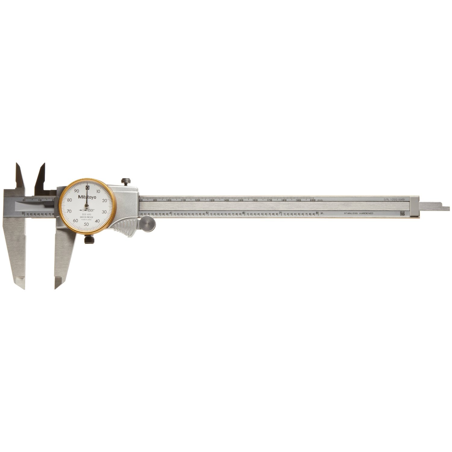 MITUTOYO 505-690 Dial Calipers 0-8/0.001 - Click Image to Close